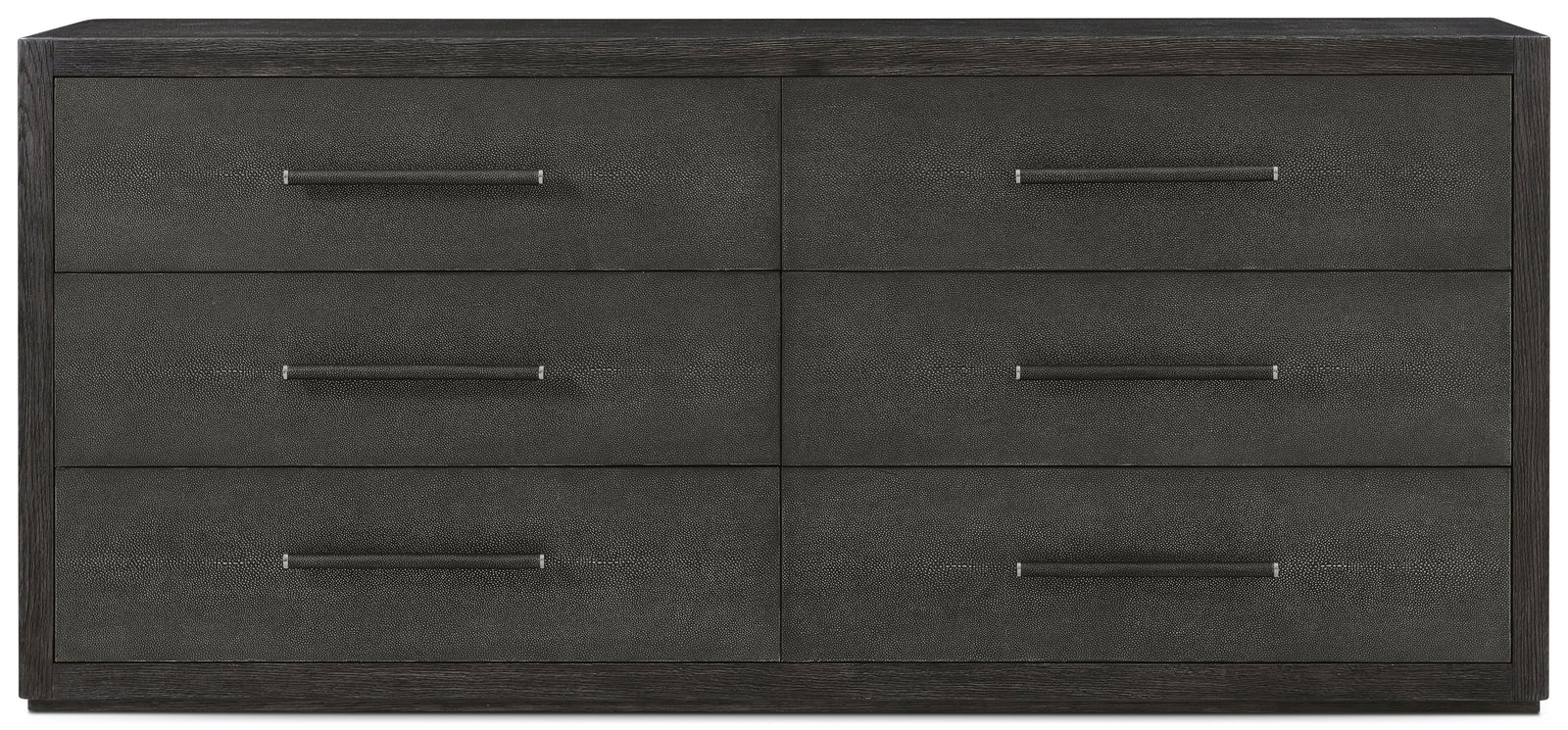 Theodore Alexander Maxwell 6-Drawer Dresser Obsidian, Obsidian Shagreen – front view