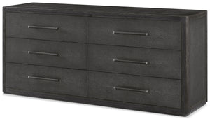 Theodore Alexander Maxwell 6-Drawer Dresser Obsidian, Obsidian Shagreen – angle view