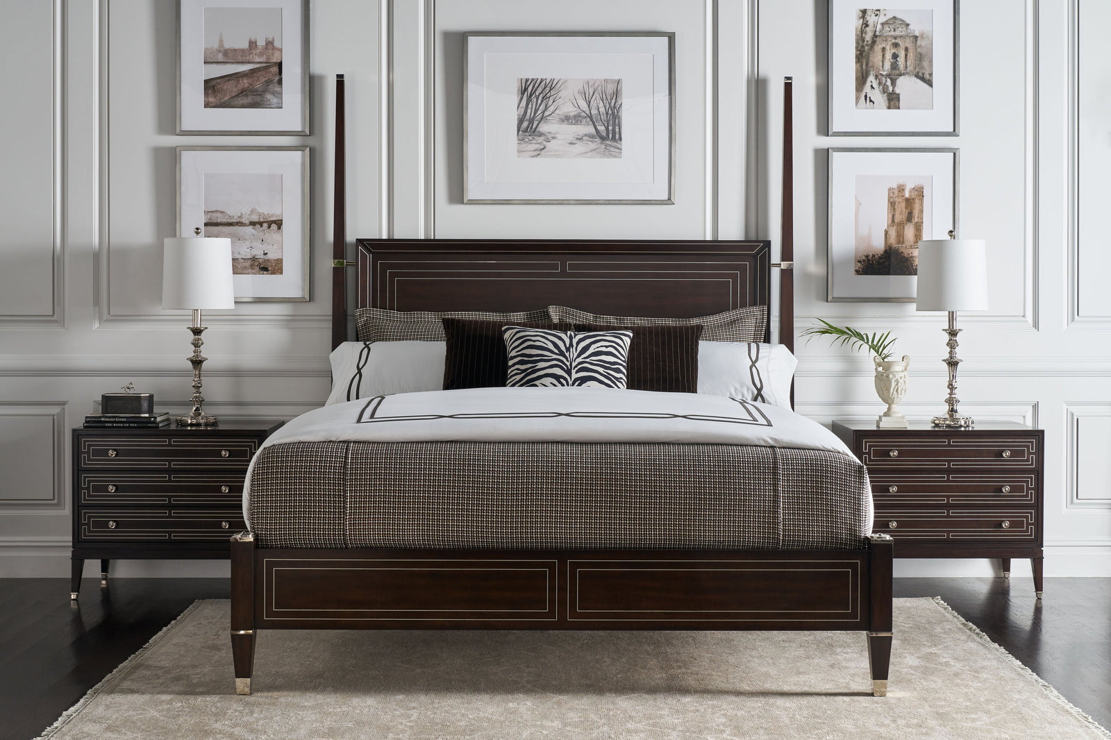 Theodore Alexander Spencer London 3-Drawer Nightstand – room setting