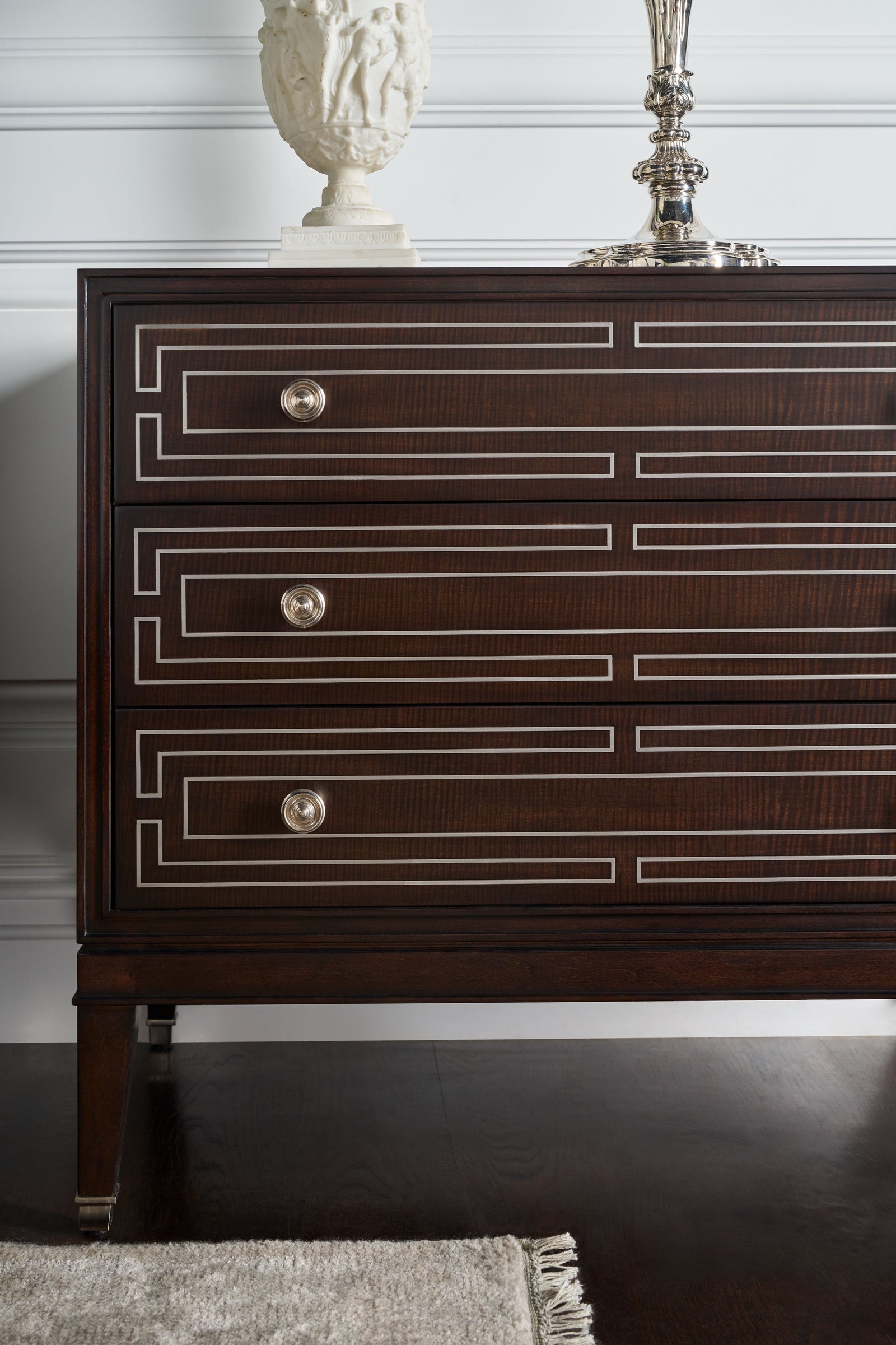Theodore Alexander Spencer London 3-Drawer Nightstand – room setting