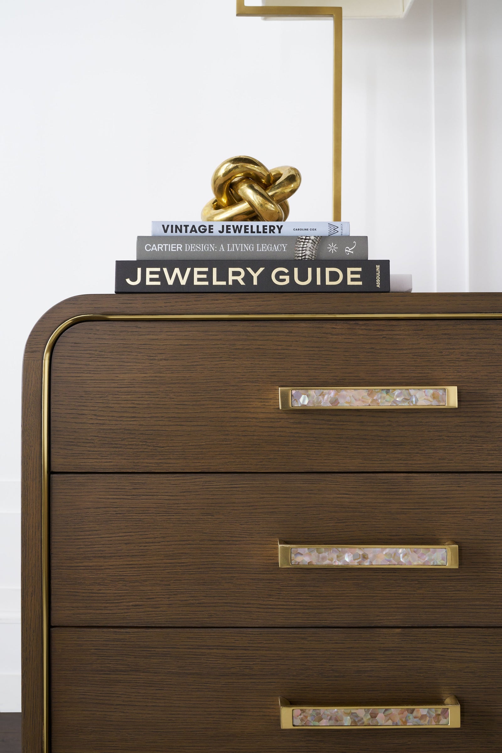 Theodore Alexander Judith Leiber 3-Drawer Nightstand Mink – room setting
