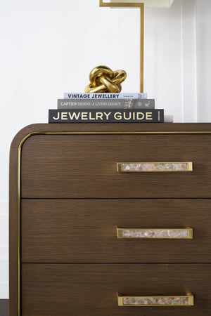 Theodore Alexander Judith Leiber 3-Drawer Nightstand Mink – room setting