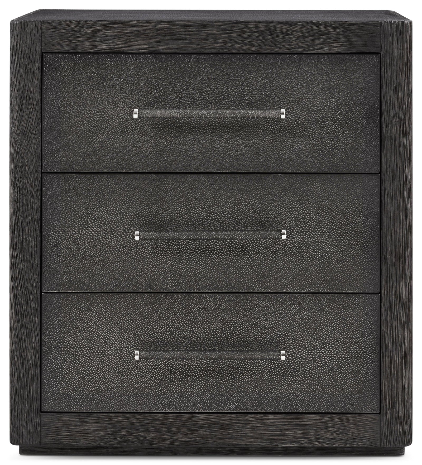Theodore Alexander Maxwell 3-Drawer Nightstand Obsidian, Obsidian Shagreen – front view