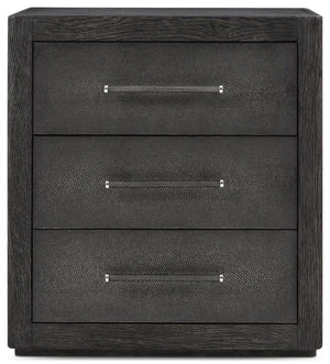 Theodore Alexander Maxwell 3-Drawer Nightstand Obsidian, Obsidian Shagreen – front view