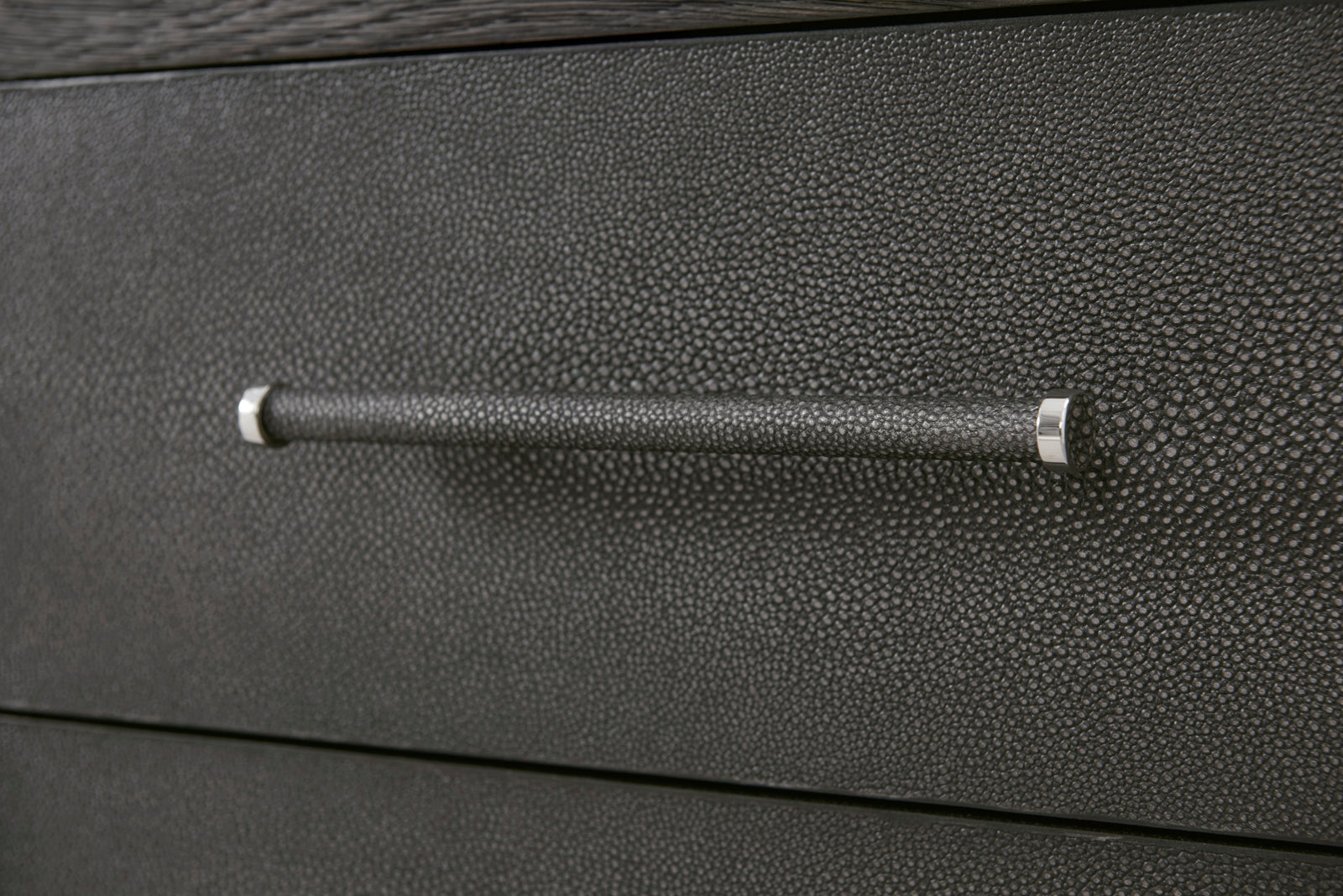 Theodore Alexander Maxwell 3-Drawer Nightstand Obsidian, Obsidian Shagreen – side view