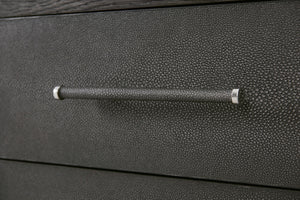 Theodore Alexander Maxwell 3-Drawer Nightstand Obsidian, Obsidian Shagreen – side view