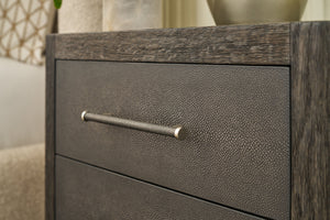 Theodore Alexander Maxwell 3-Drawer Nightstand Obsidian, Obsidian Shagreen – room setting
