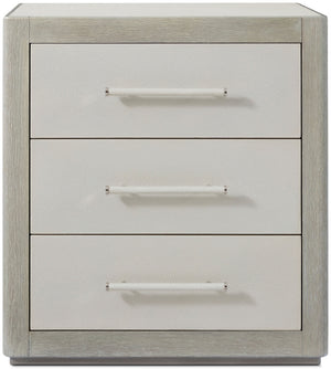 Theodore Alexander Maxwell 3-Drawer Nightstand Cashmere, Dove – front view