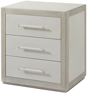 Theodore Alexander Maxwell 3-Drawer Nightstand Cashmere, Dove – angle view