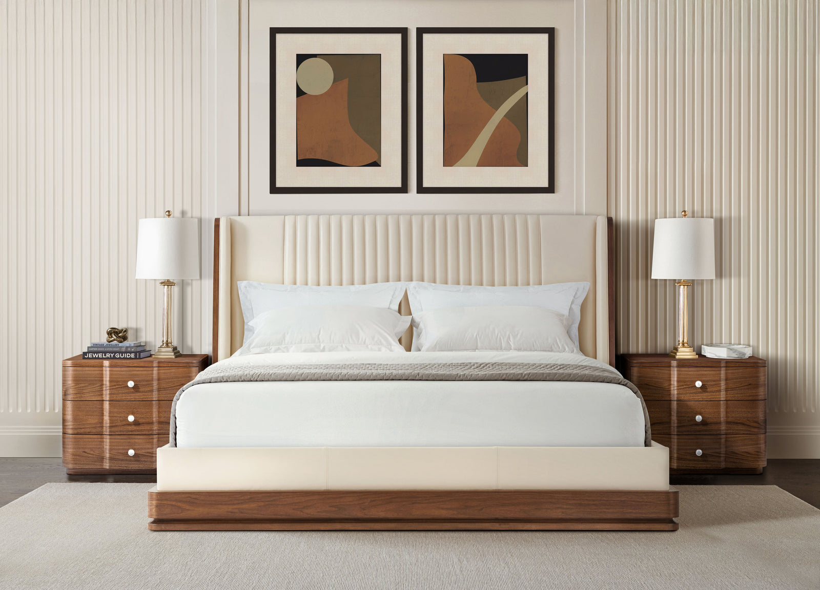 Theodore Alexander Coronet Walnut Nightstand – room setting