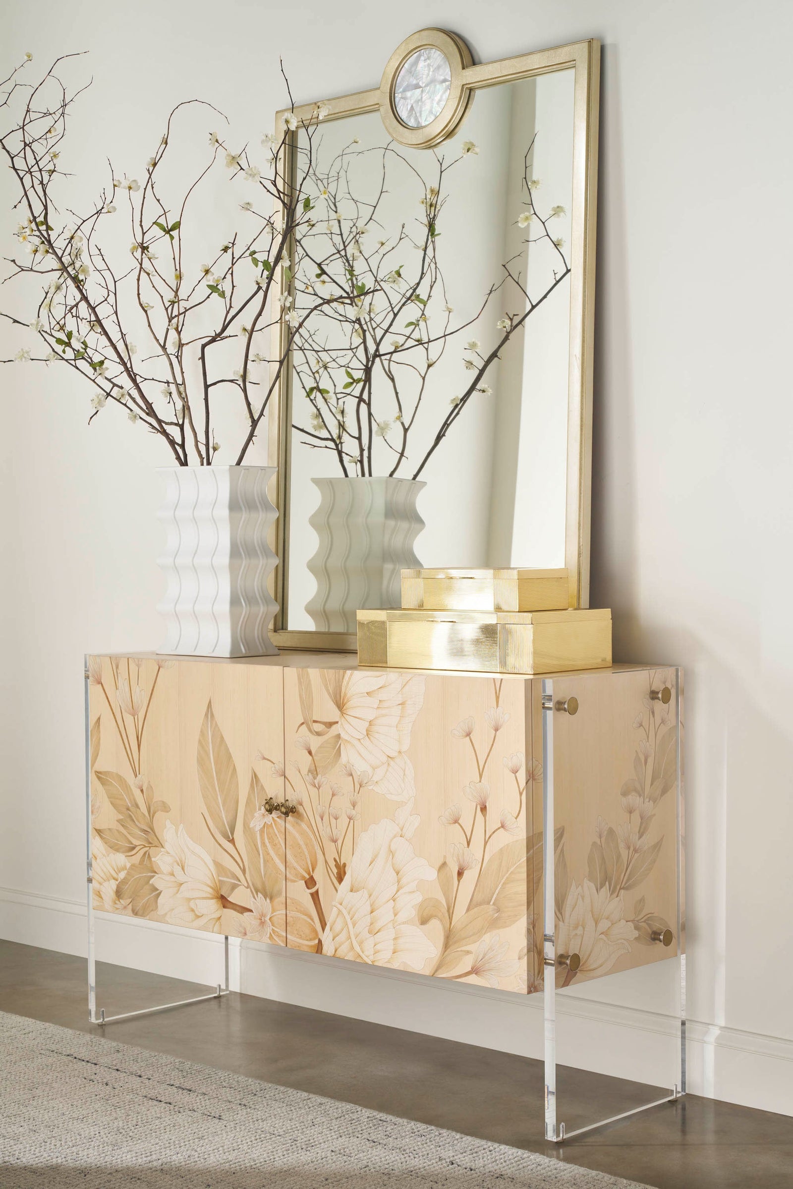 Theodore Alexander Bouquet 2-Door Cabinet Buttercream – room setting