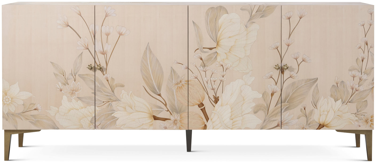 Theodore Alexander Bouquet 4-Door Sideboard Buttercream – front view