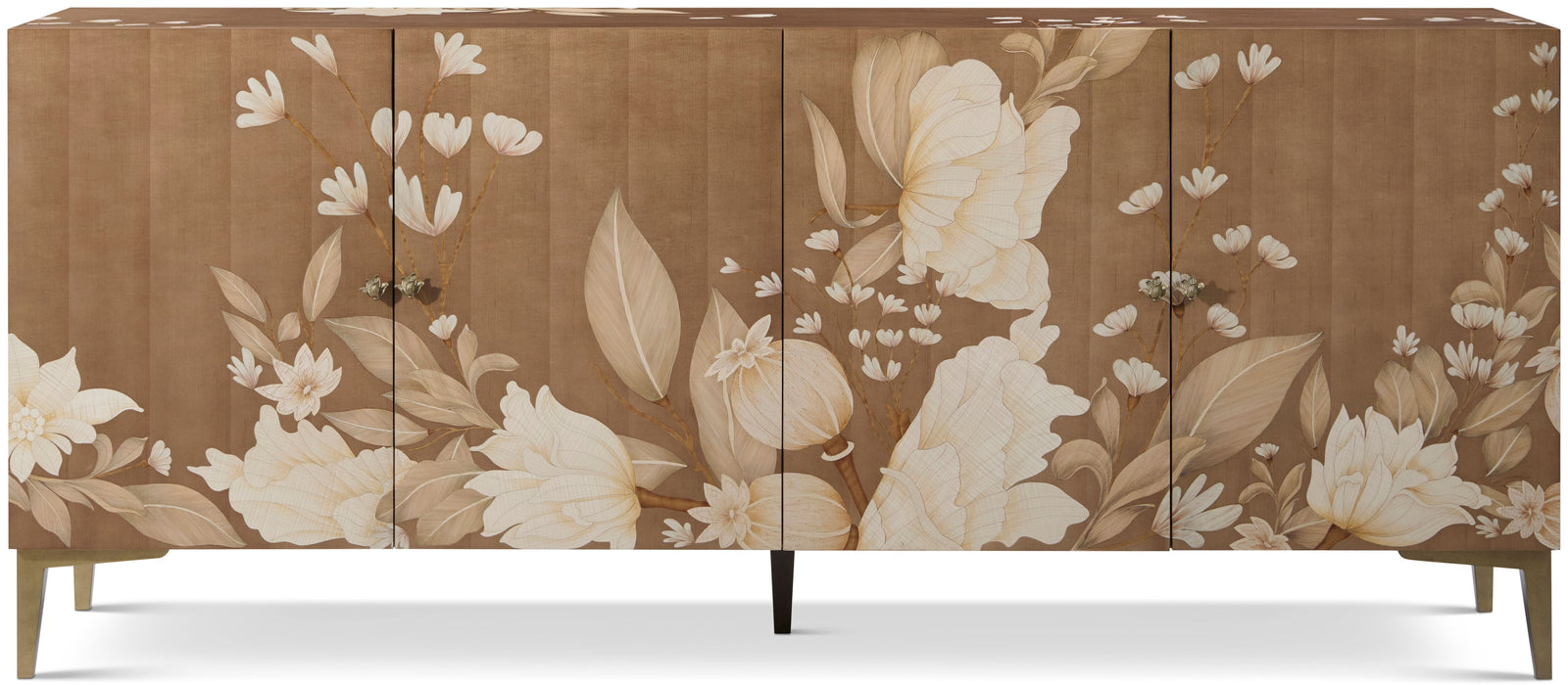 Theodore Alexander Bouquet 4-Door Sideboard Toasted Cashew – front view