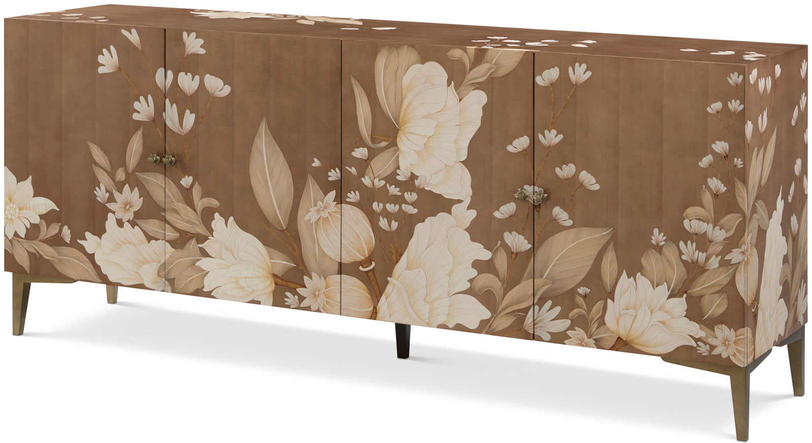 Theodore Alexander Bouquet 4-Door Sideboard Toasted Cashew – angle view