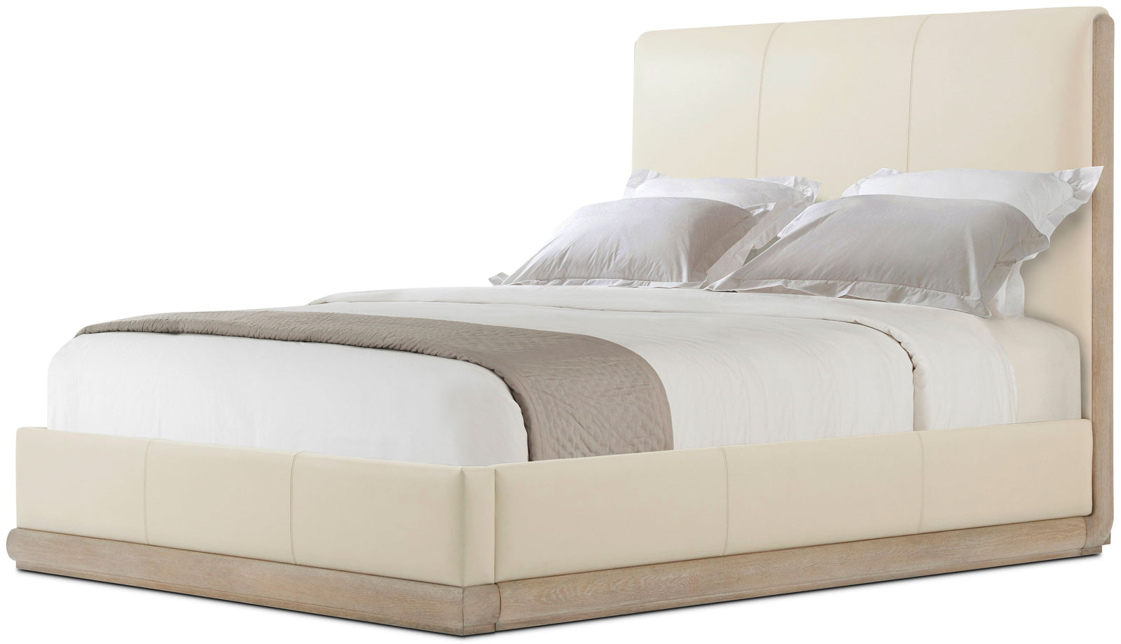 Theodore Alexander Repose Upholstered Bed Queen / Grey Oak – front view