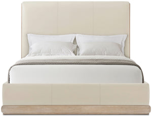 Theodore Alexander Repose Upholstered Bed Queen / Grey Oak – angle view