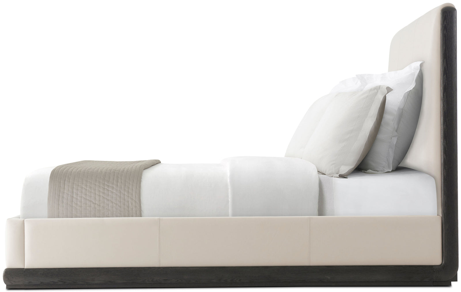 Theodore Alexander Repose Upholstered Bed Queen / Charcoal Oak – side view