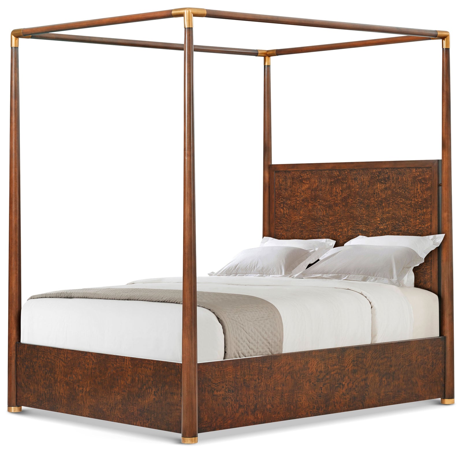 Theodore Alexander Kesden Poster Bed Queen / Pyramid Brown – front view