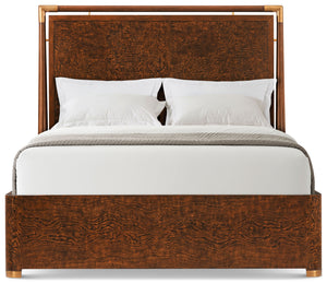 Theodore Alexander Kesden Wood Bed Queen / Pyramid Brown – angle view