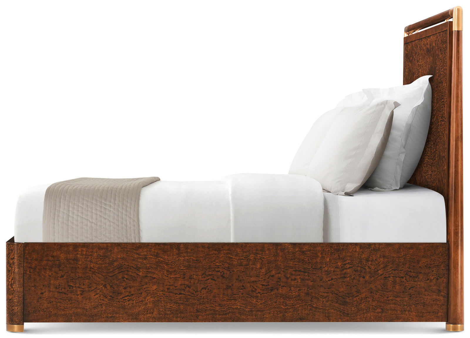 Theodore Alexander Kesden Wood Bed Queen / Pyramid Brown – side view