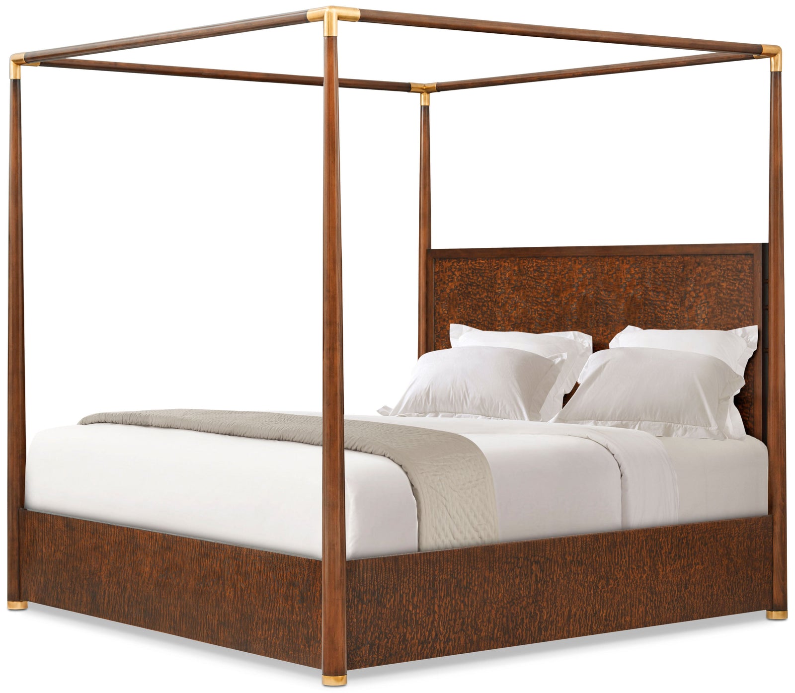Theodore Alexander Kesden Poster Bed King / Pyramid Brown – front view