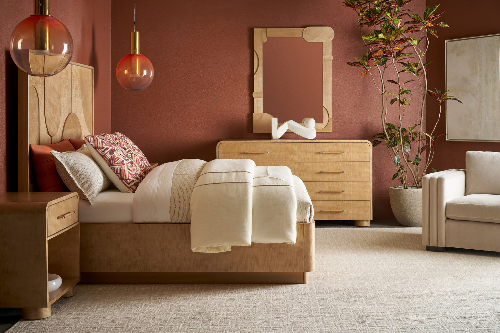 Theodore Alexander Origins Plinth Bed King / Sesame – room setting