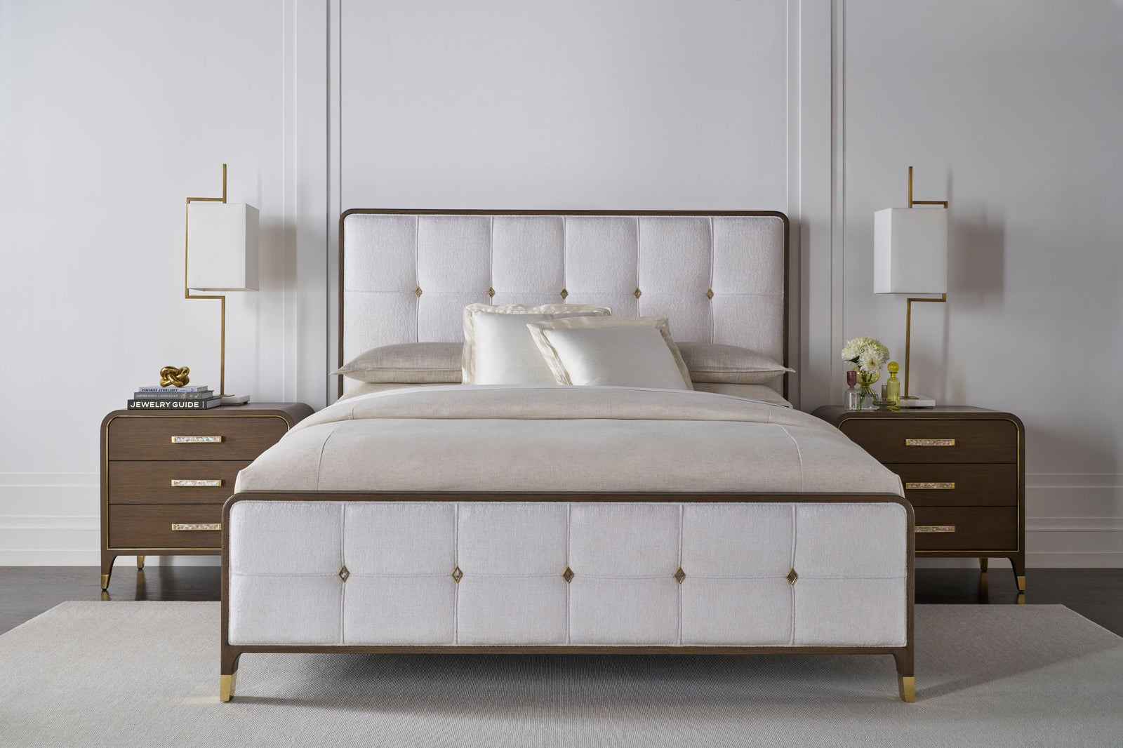 Theodore Alexander Judith Leiber Upholstered King Bed Mink – room setting