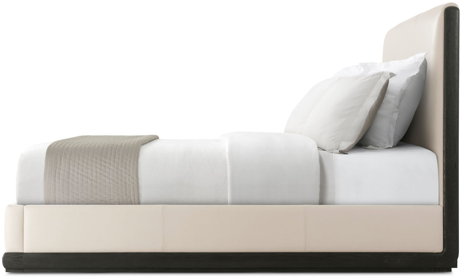 Theodore Alexander Repose Upholstered Bed California King / Charcoal Oak – side view