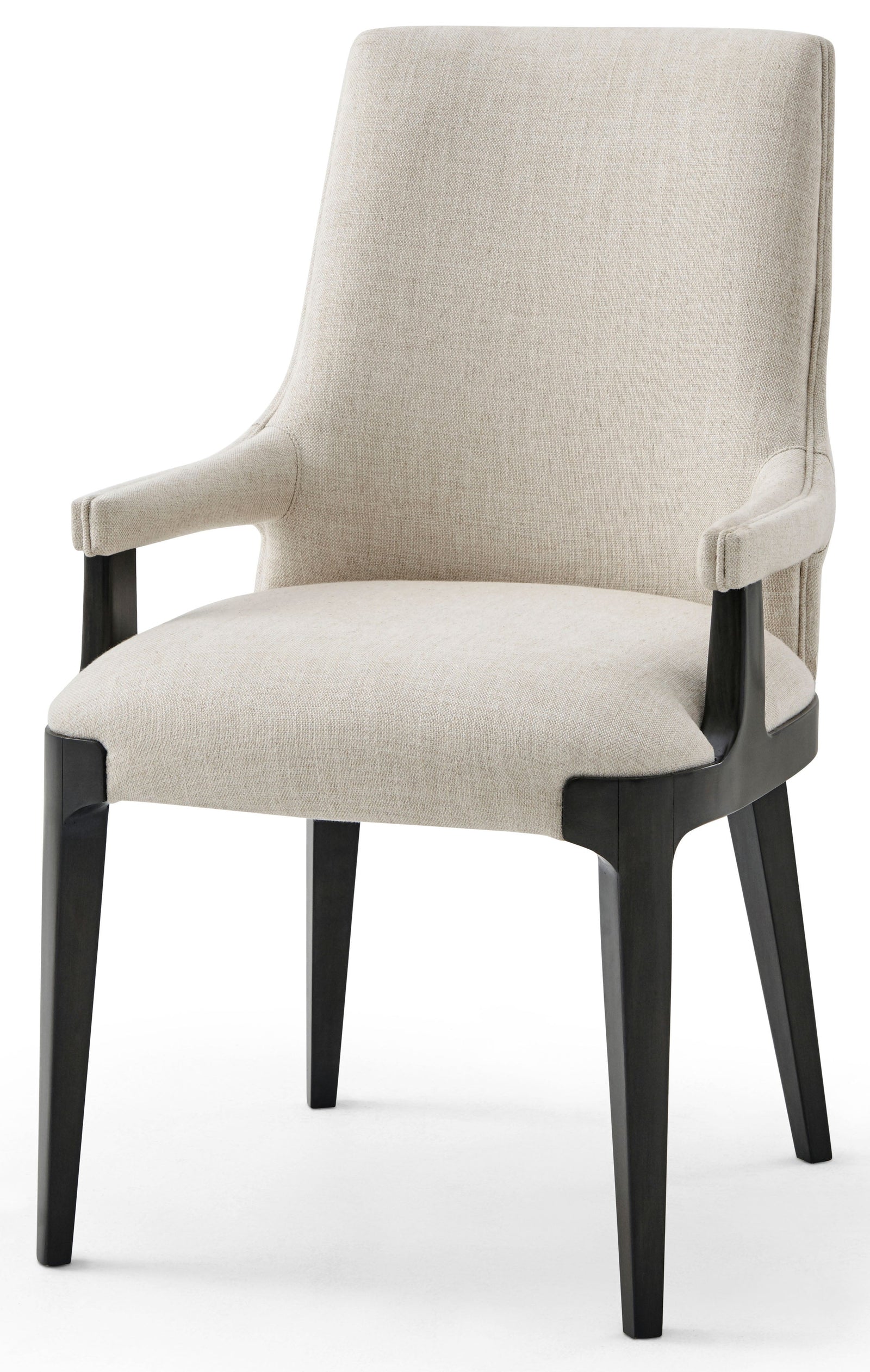 Theodore Alexander Dayton Dining Armchair Dark Macadamia, Swathe Fabric – front view