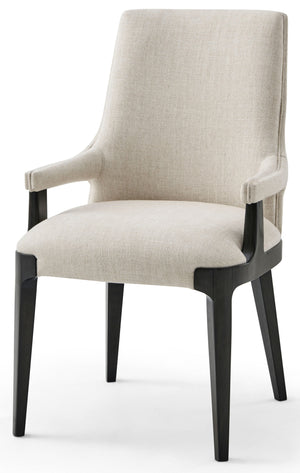 Theodore Alexander Dayton Dining Armchair Dark Macadamia, Swathe Fabric – front view