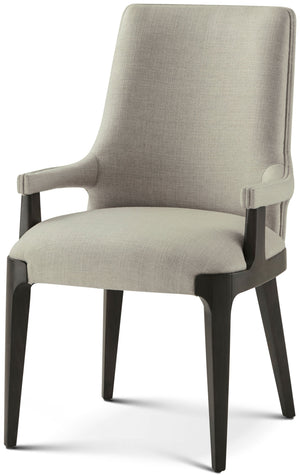 Theodore Alexander Dayton Dining Armchair Dark Macadamia, Draper Performance Fabric – front view