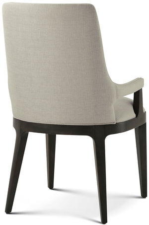 Theodore Alexander Dayton Dining Armchair Dark Macadamia, Draper Performance Fabric – angle view