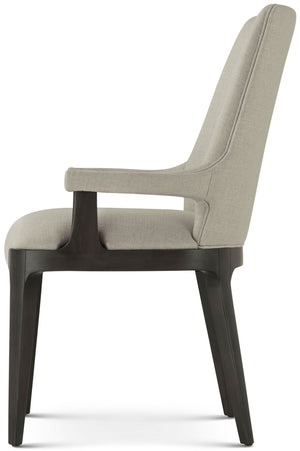 Theodore Alexander Dayton Dining Armchair Dark Macadamia, Draper Performance Fabric – side view