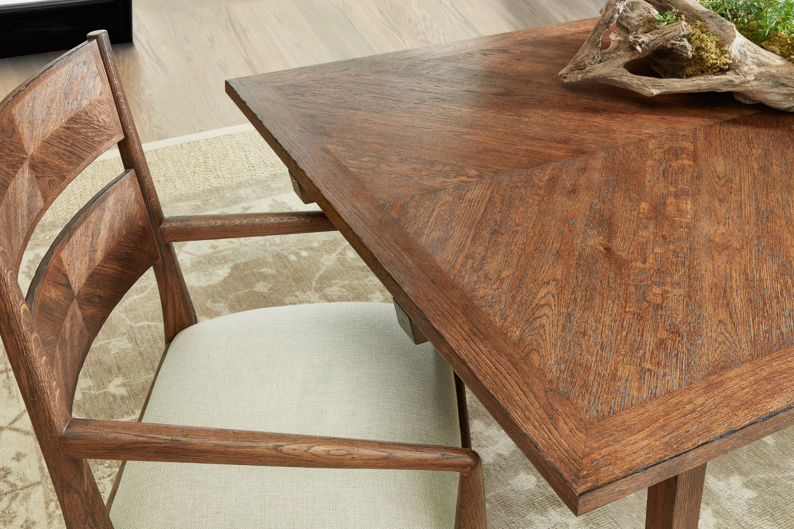 Theodore Alexander Nova Dining Arm Chair Dawn – room setting
