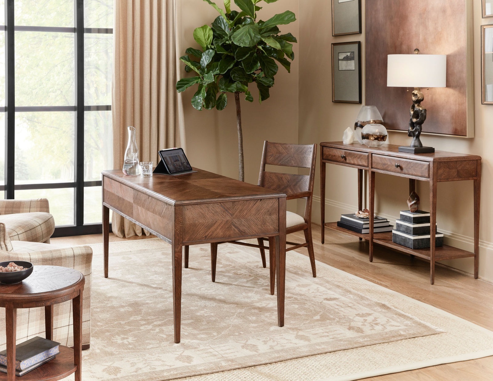Theodore Alexander Nova Dining Arm Chair Dawn – room setting