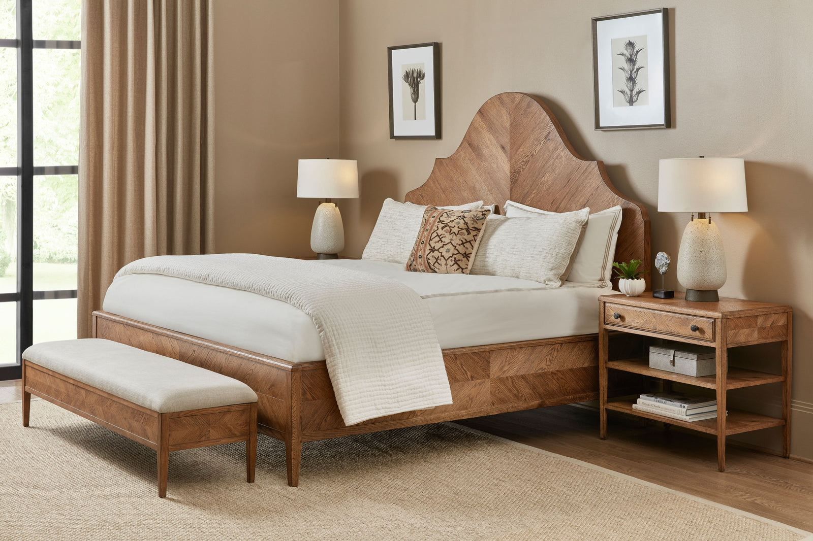 Theodore Alexander Nova Two Tiers Nightstand Dusk – room setting