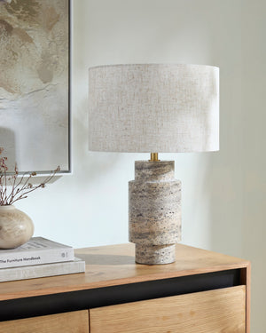 Taven Accent Table Lamp Gray – room setting