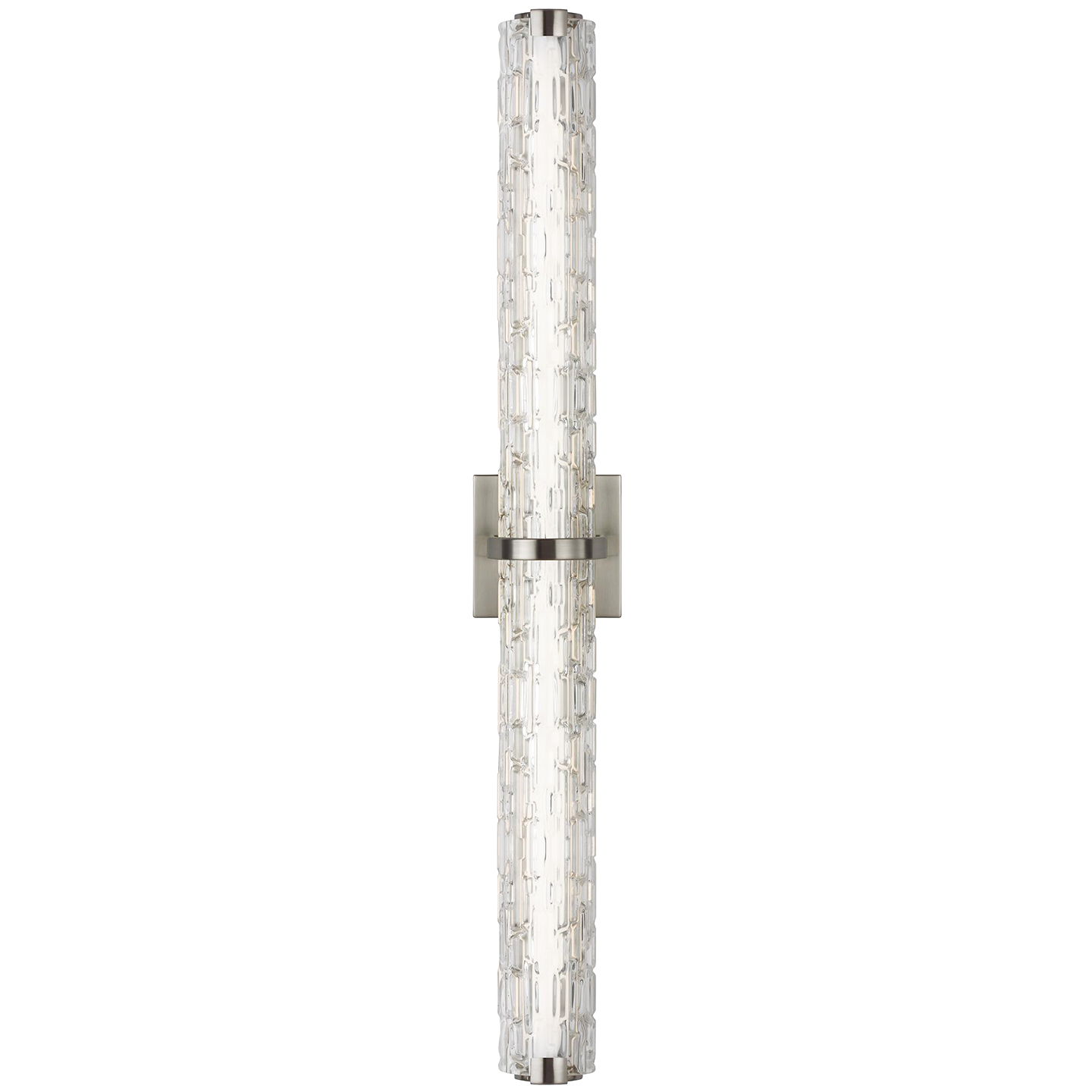 Cutler 36" Staggered Glass LED Vanity Satin Nickel Bulbs Inc - Visual Comfort Wall Lights
