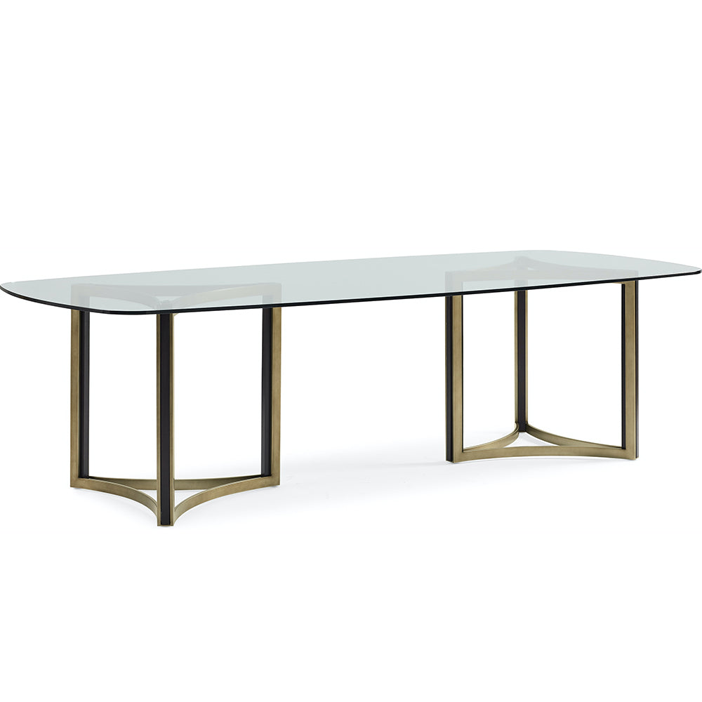 Remix Double Pedestal Glass Top Table