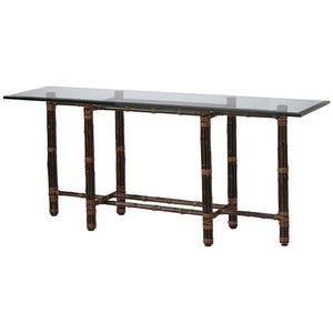 Console Table with Six Legs in Black Bamboo